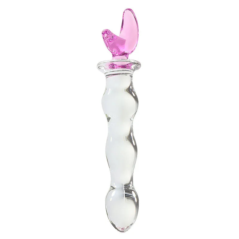 Pink Crystal Glass Anal Plug