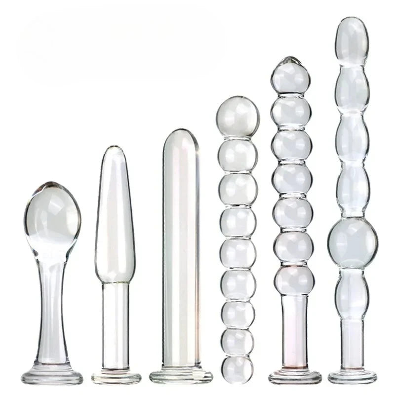 Glass Anal Plug with Pulling Beads