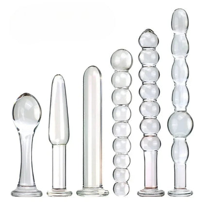 Glass Anal Plug with Pulling Beads