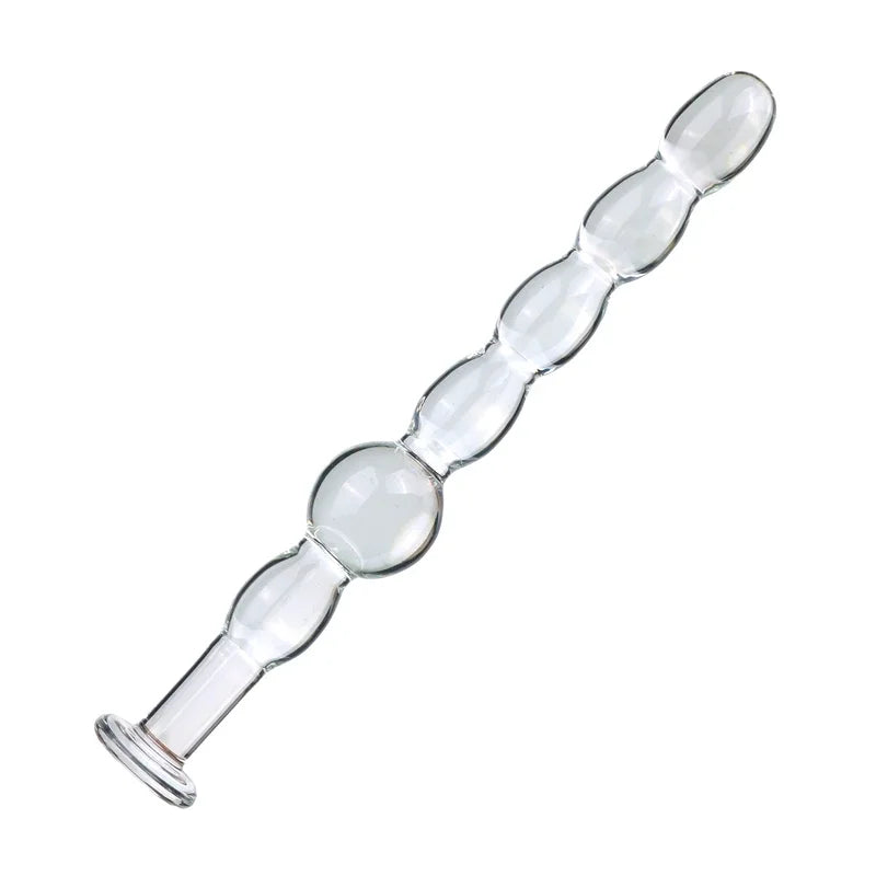 Glass Anal Plug with Pulling Beads