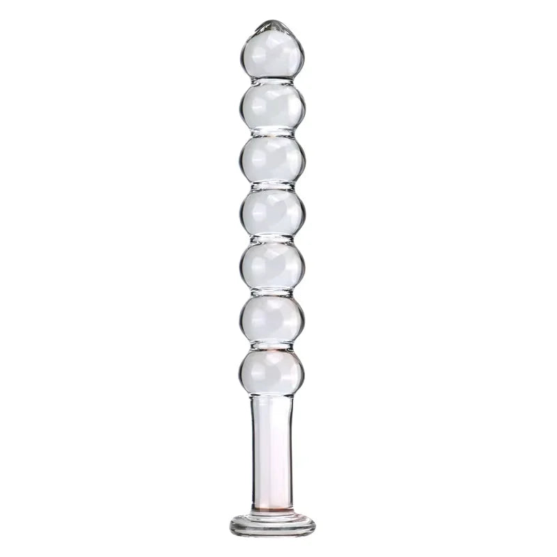 Glass Anal Plug with Pulling Beads