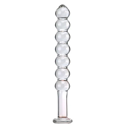 Glass Anal Plug with Pulling Beads