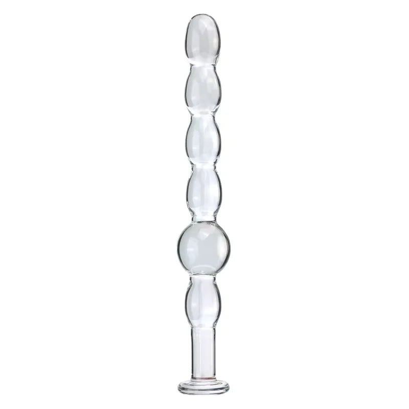 Glass Anal Plug with Pulling Beads
