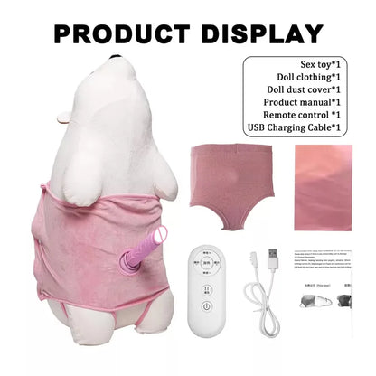 Bear-Shaped Vibrating Support Thrusting Dildo Pillow