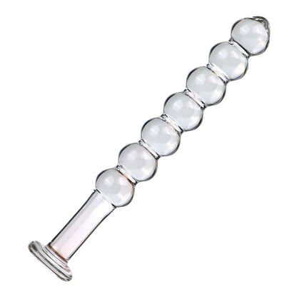 Glass Anal Plug with Pulling Beads