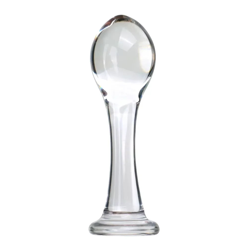 Glass Anal Plug with Pulling Beads
