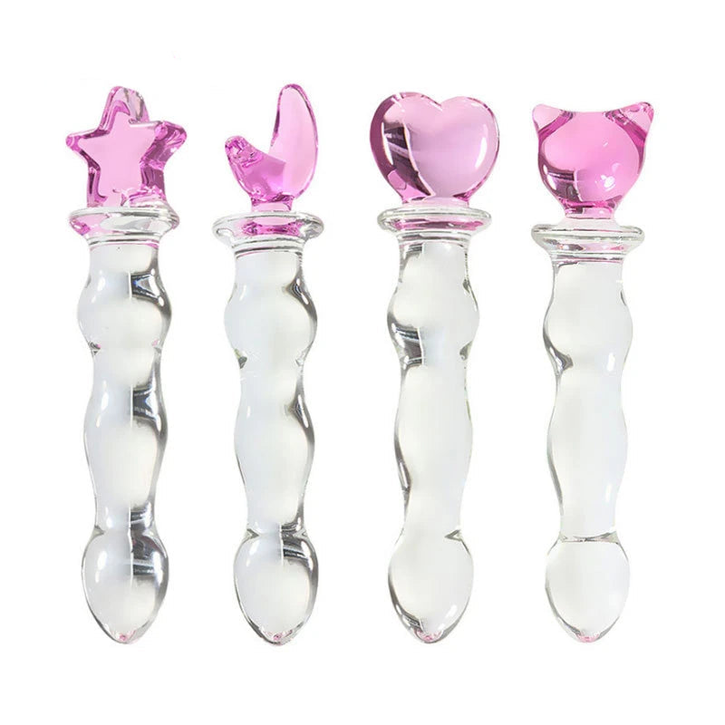 Pink Crystal Glass Anal Plug