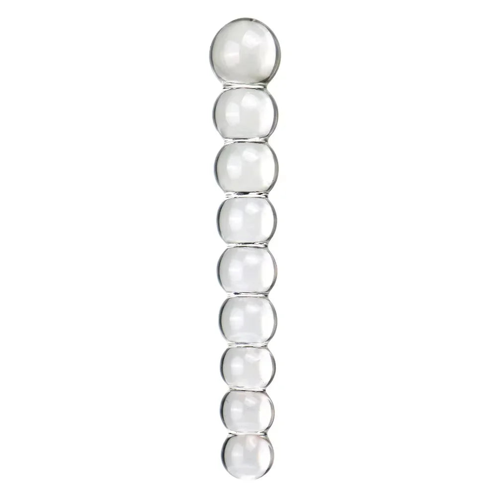 Glass Anal Plug with Pulling Beads
